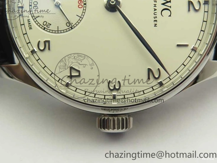 MIROTIME 1218 Efficient Portuguese Tourbillon IW5463 SS ZF Best Edition White Dial on Black Leather Strap 7170